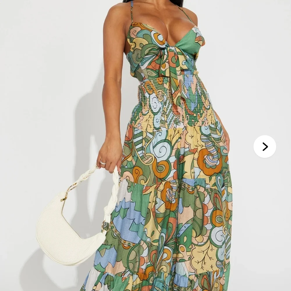 Fashion Nova Green and Blue Ruffled Halter Jumpsuit - Picture 3 of 3